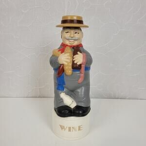 Vintage Hand Painted Alberta's Ceramic Italian Man Wine Liquor Decanter 12"